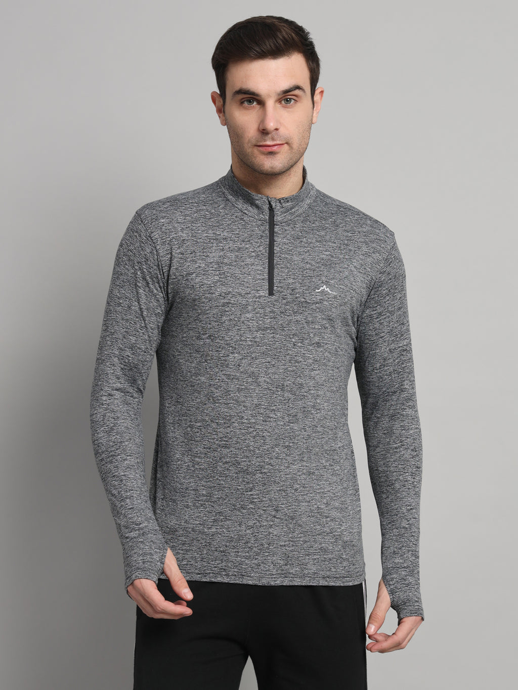 Mens Nomadic Full Sleeves T-shirt With Extra Stretch Charcoal Grey Reccy