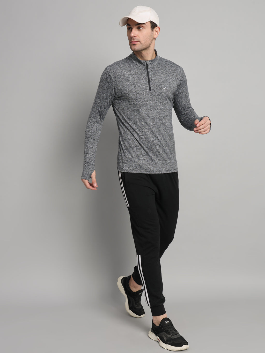 Mens Nomadic Full Sleeves T-shirt With Extra Stretch Charcoal Grey Reccy