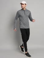 Mens Nomadic Full Sleeves T-shirt With Extra Stretch Charcoal Grey Reccy
