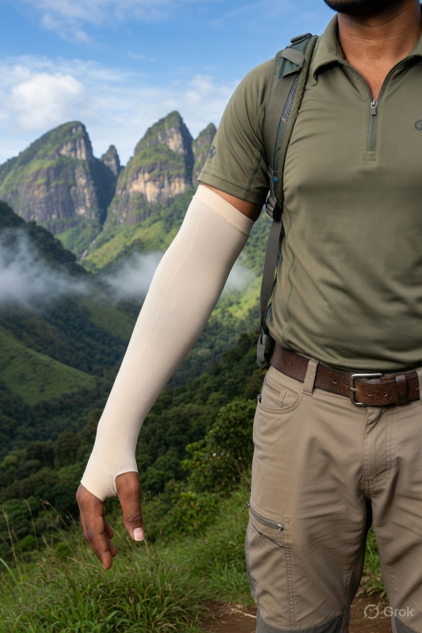 Hand or Arm Sleeves for UV and Sun Protection -  Single Colour with thumb holes