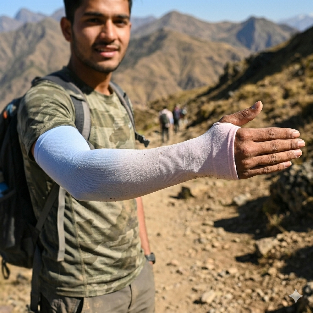 Hand or Arm Sleeves for UV and Sun Protection -  Two Colour with thumb holes - Mosquito Repellant Ice Seeve