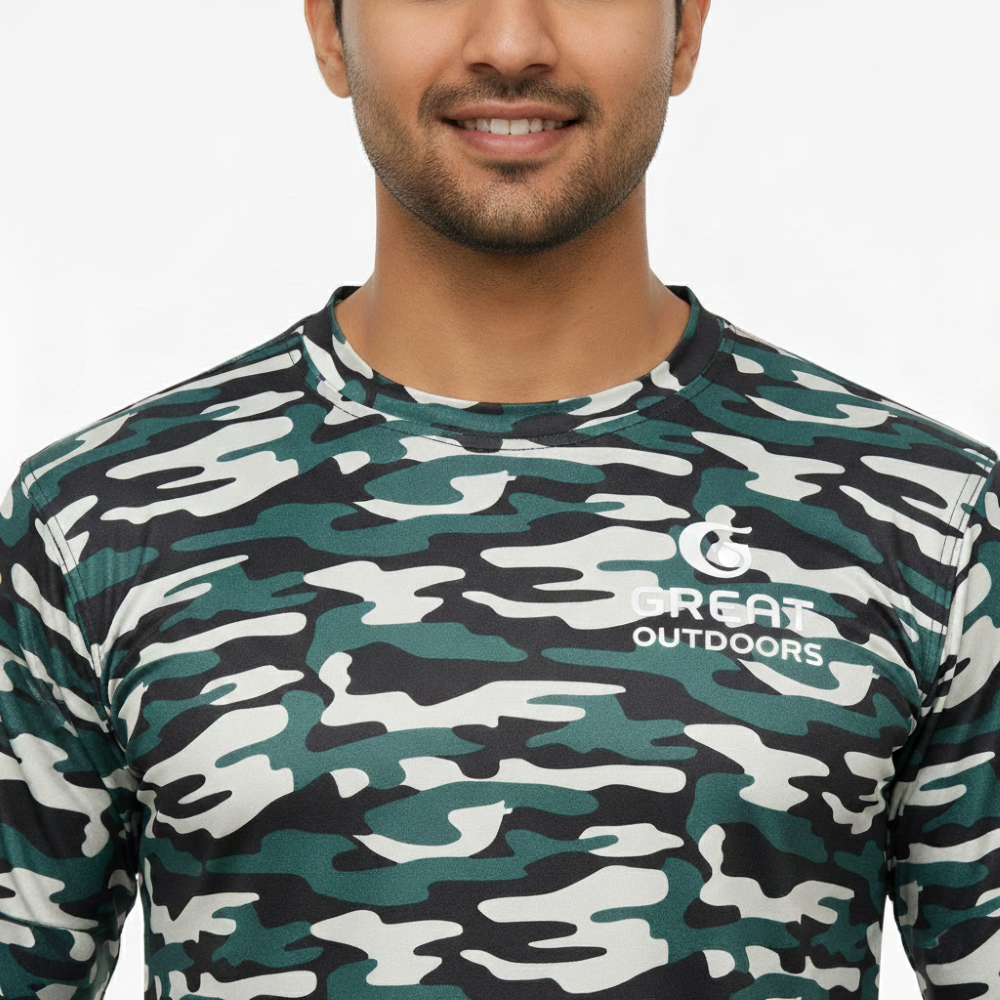 Great Outdoors - Men Army Military Camo Tshirt Full Sleeve