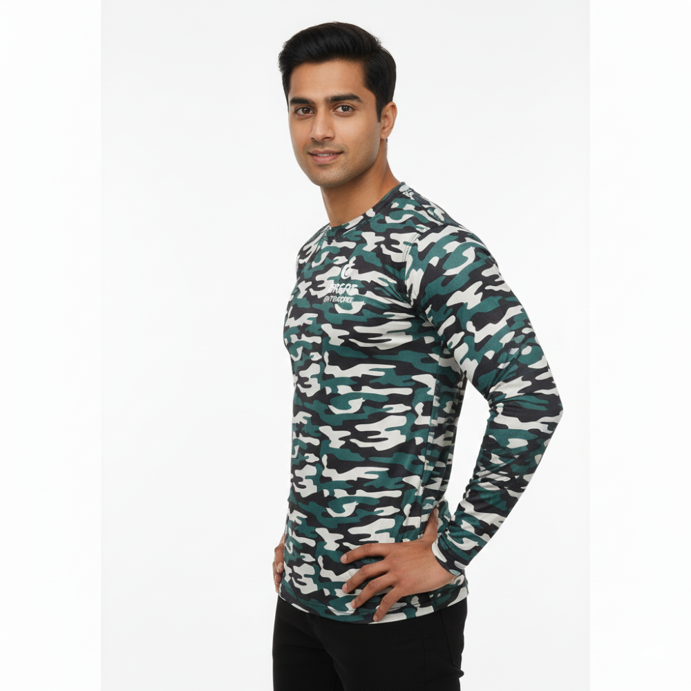 Great Outdoors - Men Army Military Camo Tshirt Full Sleeve