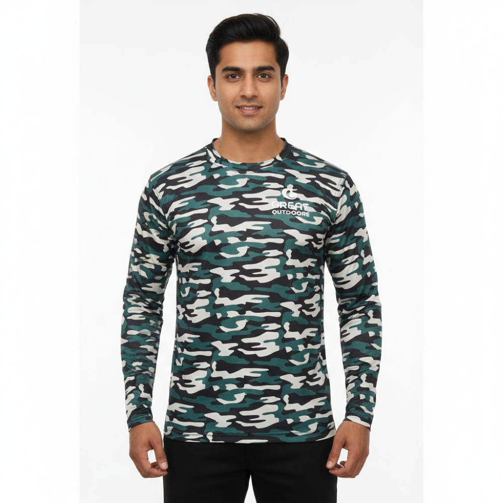 Great Outdoors - Men Army Military Camo Tshirt Full Sleeve