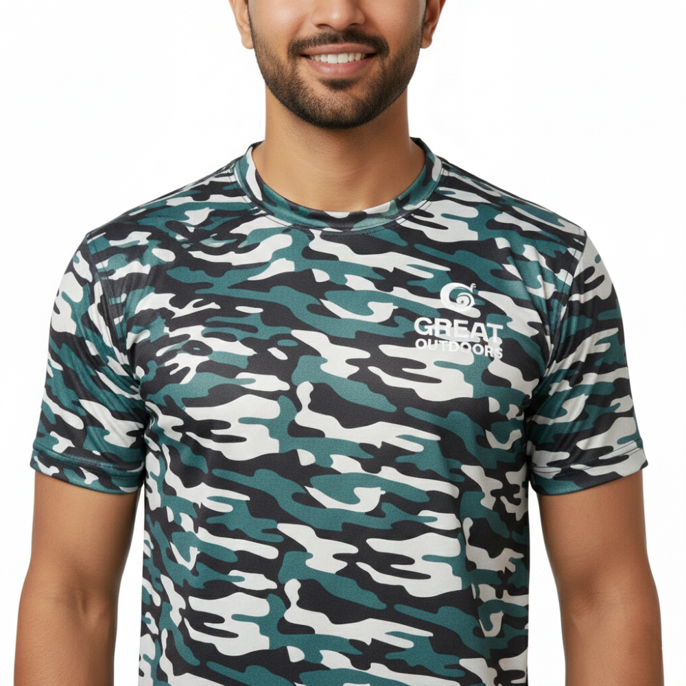 Great Outdoors - Men Army Military Camo Tshirt Half Sleeve