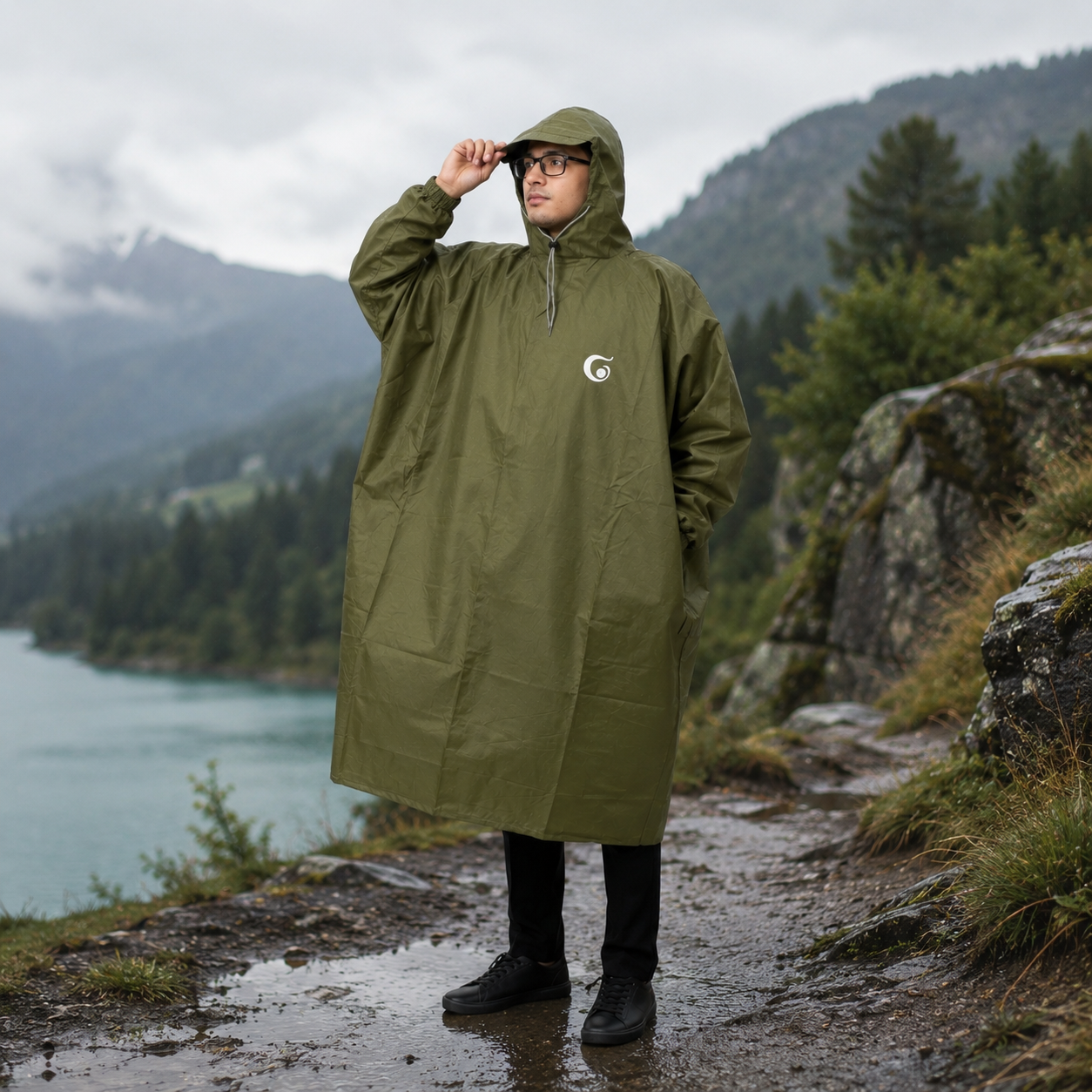 Great Outdoors Waterproof Poncho | Lightweight | With Sleeves | Hooded | Knee Length