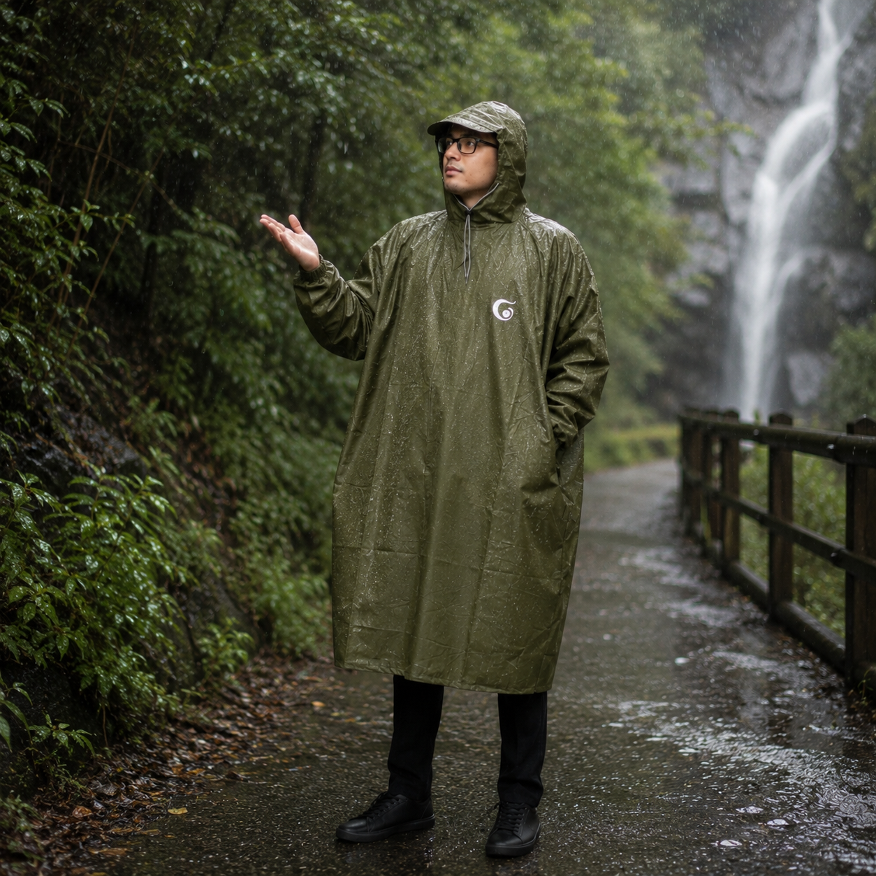 Great Outdoors Waterproof Poncho | Lightweight | With Sleeves | Hooded | Knee Length