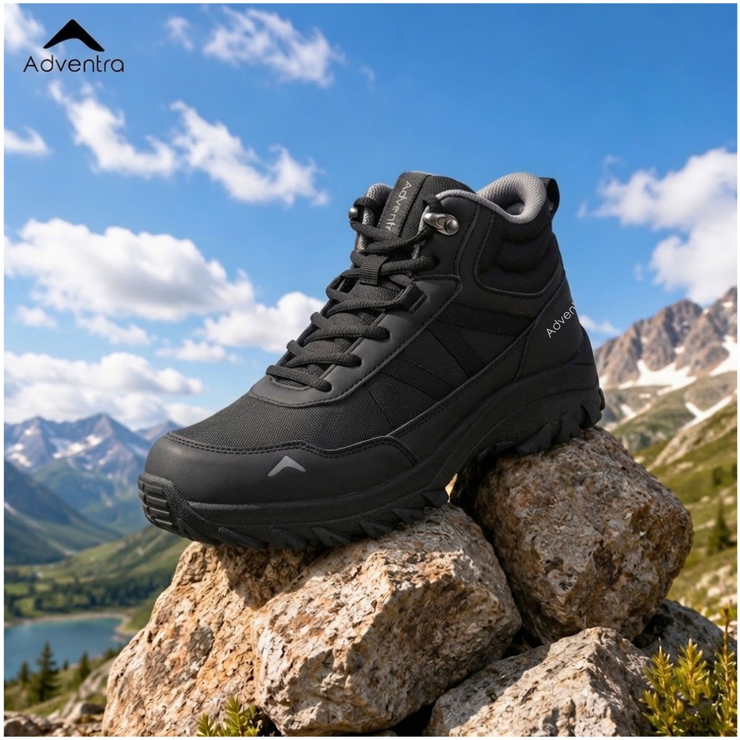 Adventra Men Mid-Top Hiking Shoes with Anti-Skid Full Rubber Sole (EH900)