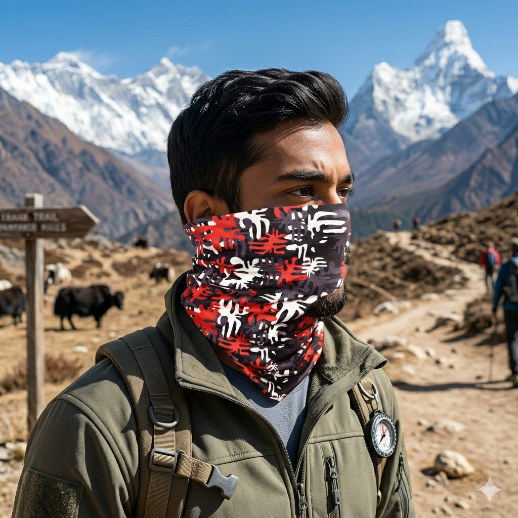 Multi Colour Premium Printed Warm Neck and Head Warmer Bandana with fleece lining