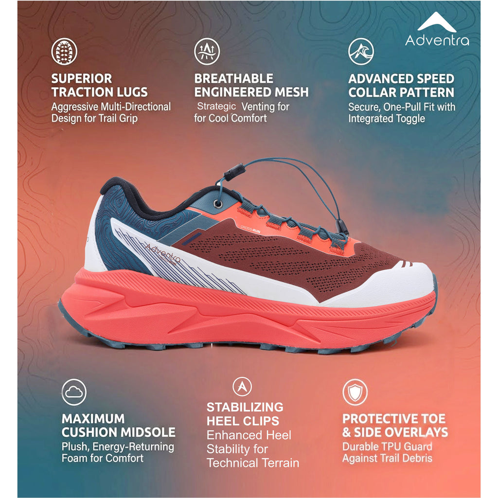 Men Trail Running Ultra Grip Lightweight Sports Shoes (TR2012) Orange-Red