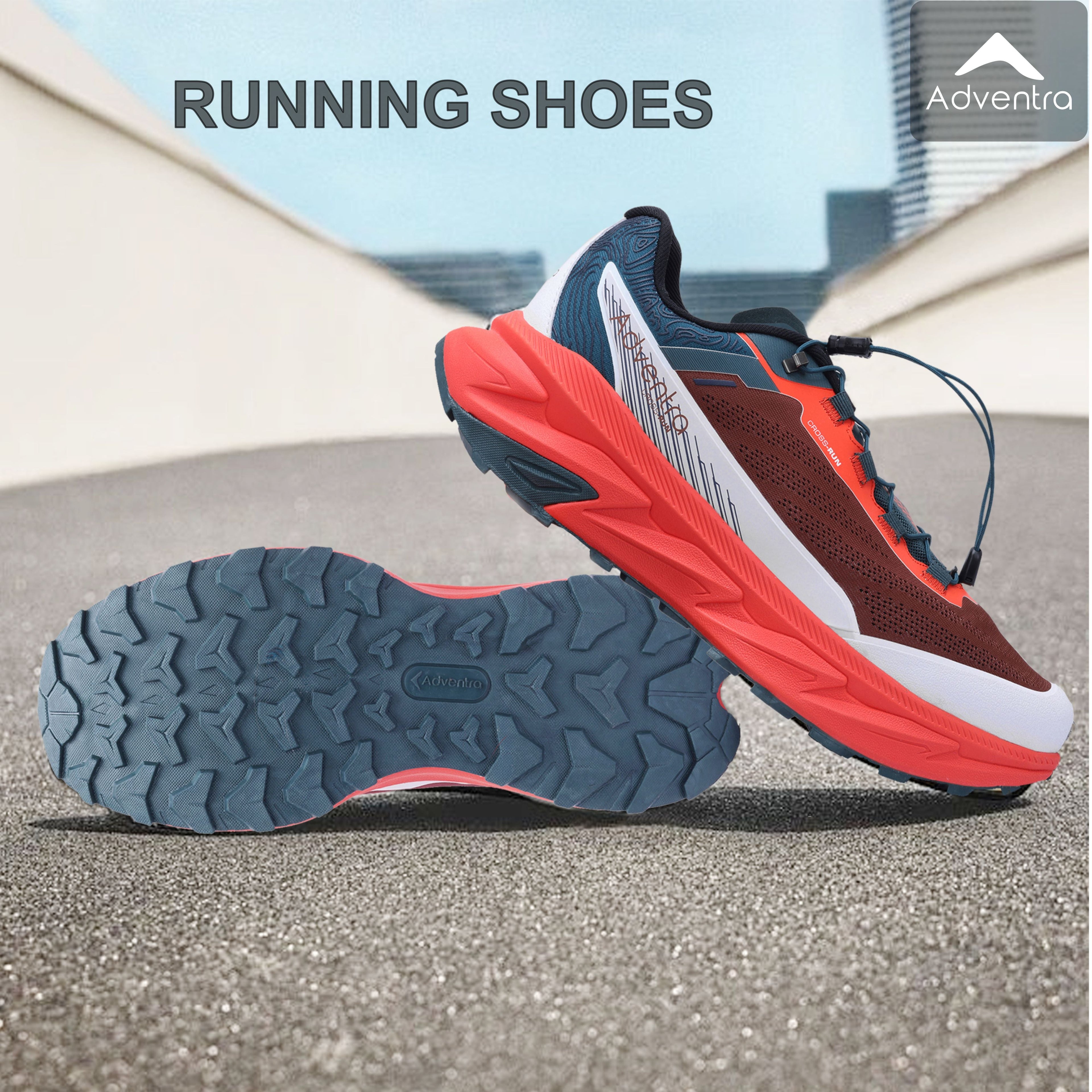 Men Trail Running Ultra Grip Lightweight Sports Shoes (TR2012) Orange-Red