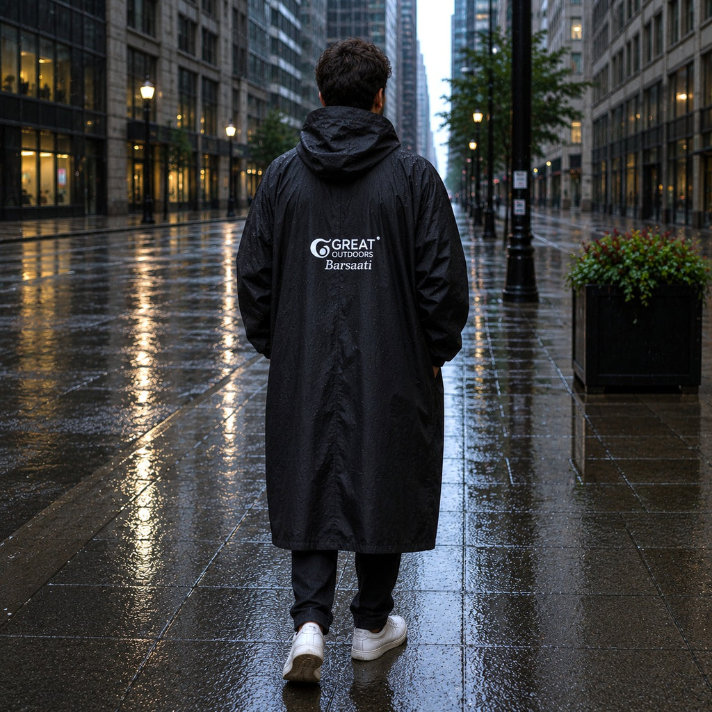 Great Outdoors Waterproof Poncho | Lightweight | With Sleeves | Hooded | Knee Length