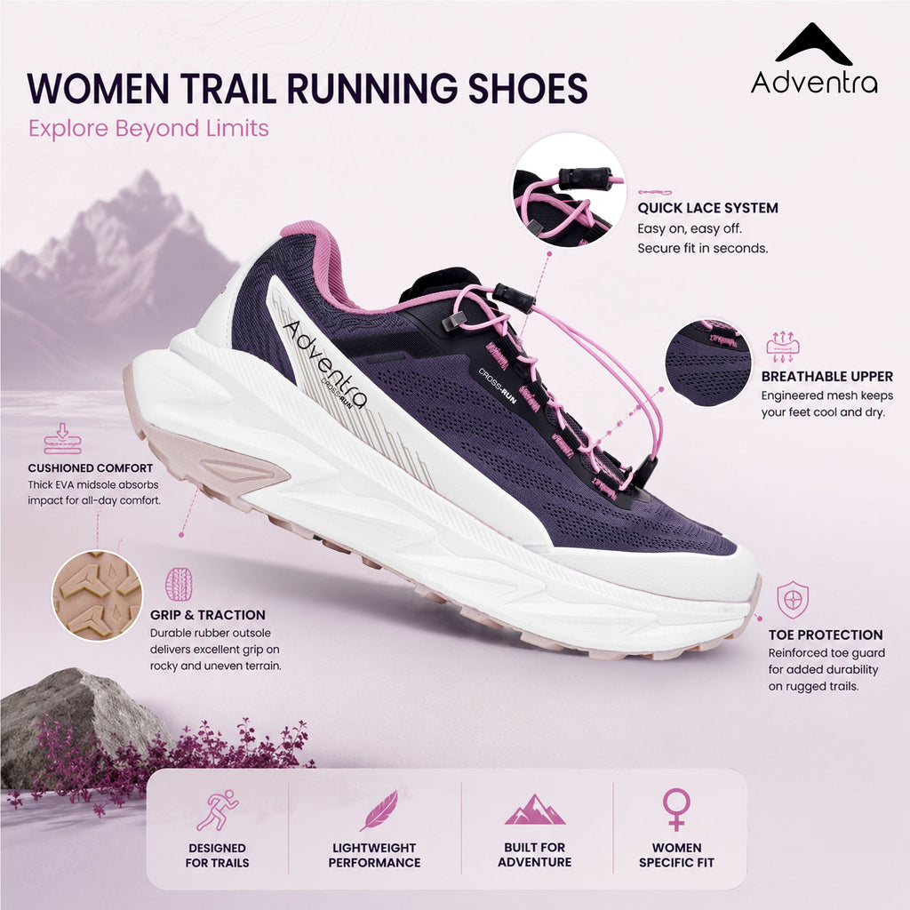 Women Trail Running Ultra Grip Lightweight Sports Shoes (TR2012) Grey-Pink