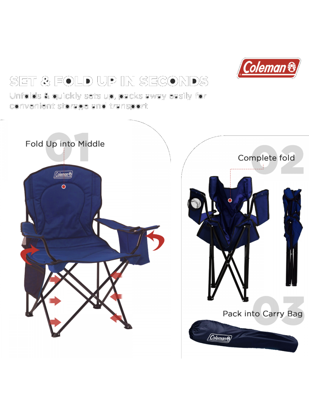 Coleman Quad Chair with Cooler Blue