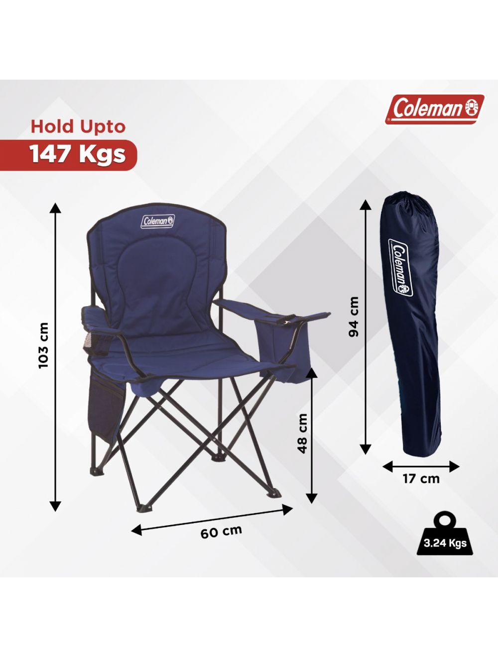 Coleman Quad Chair with Cooler Blue