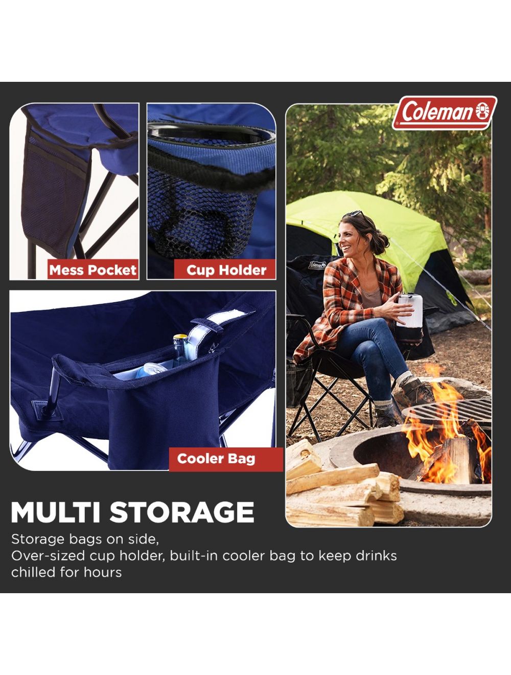 Coleman Quad Chair with Cooler Blue