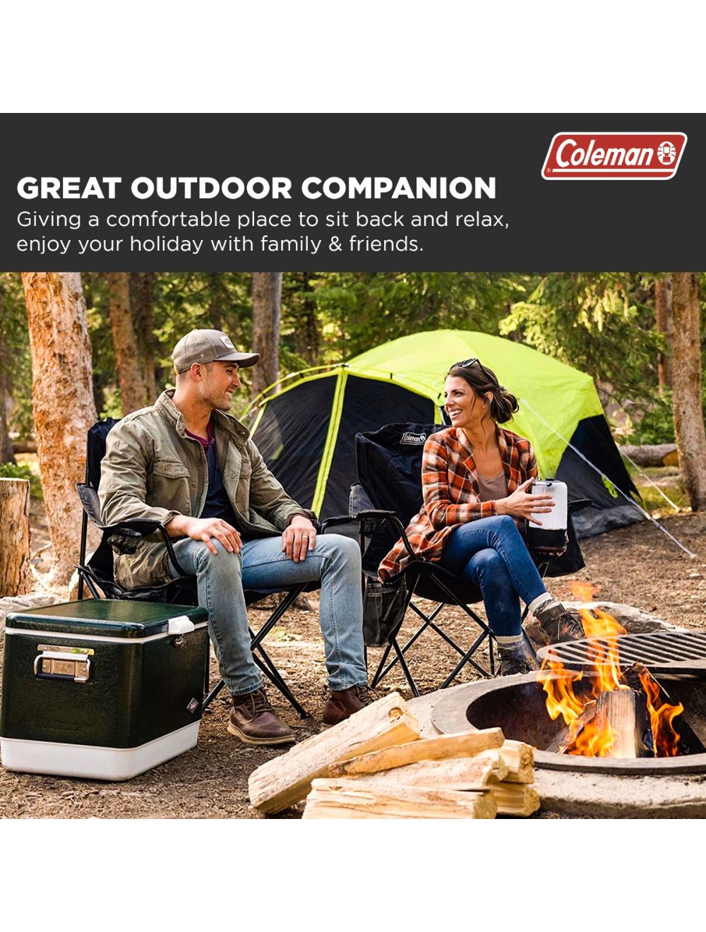 Coleman Quad Chair with Cooler Blue