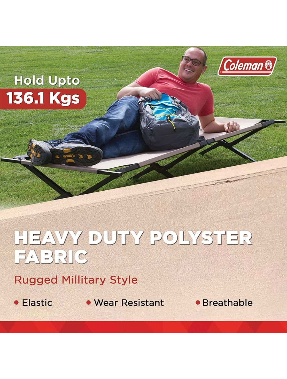 Coleman Trailhead II Folding Camping Cot Bed for Outdoor Travel