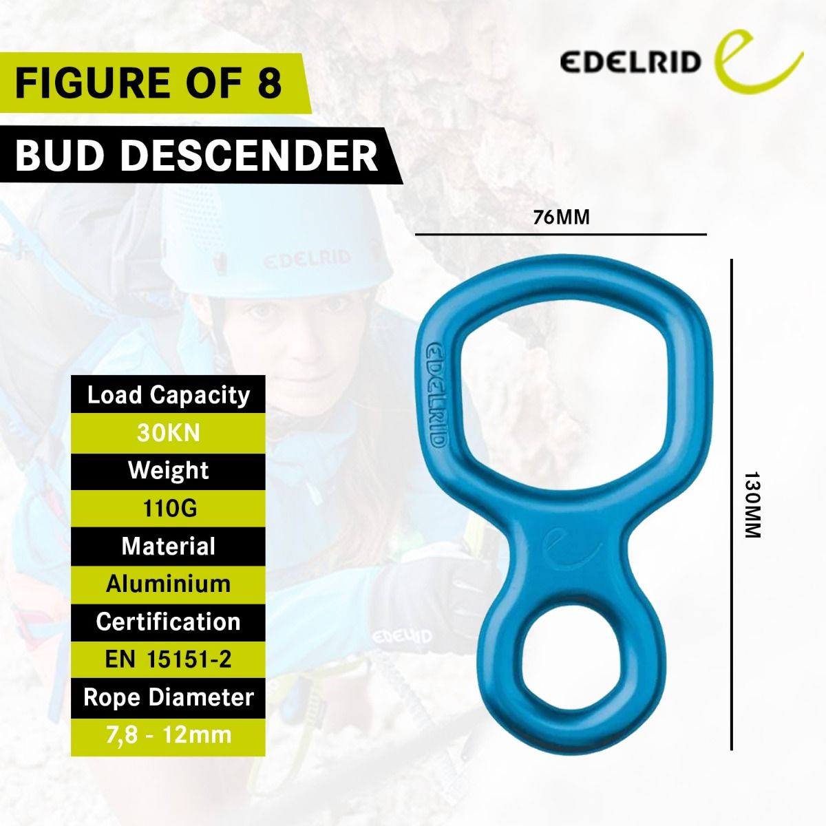 Edelrid Bud Descender, Figure of Eight Climbing Belay Device