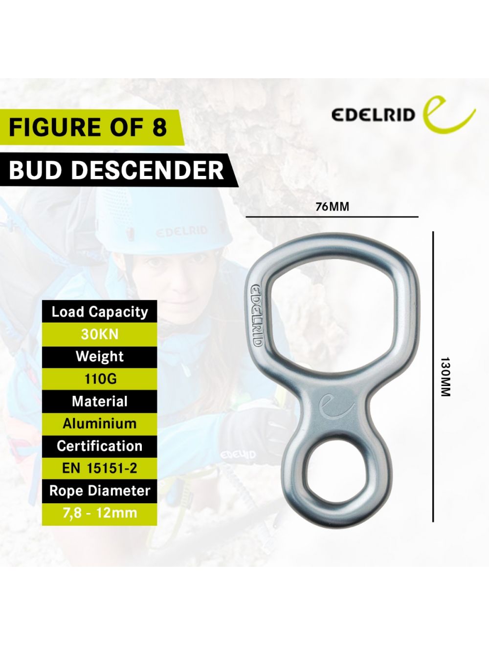 Edelrid Bud Descender, Figure of Eight Climbing Belay Device