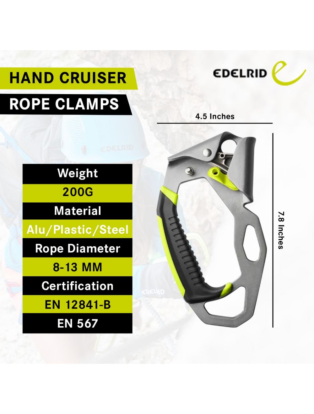 Edelrid Hand Cruiser Left Ascender For Mountaineering And Climbing