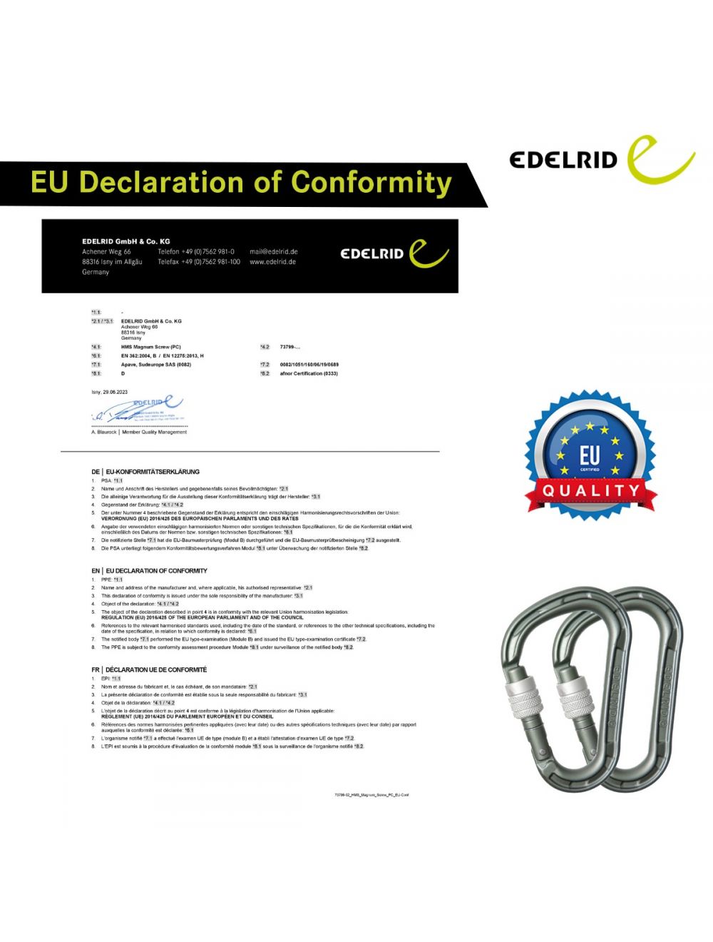 Edelrid HMS Magnum Screw Locking Carabiner