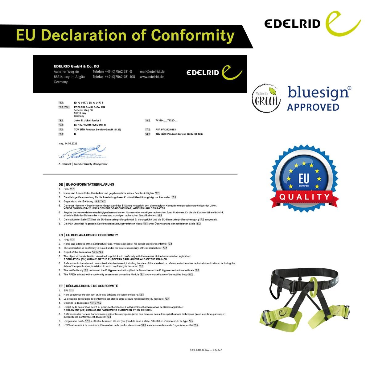 Edelrid Joker II Adjustable Climbing Harness for Training Centers