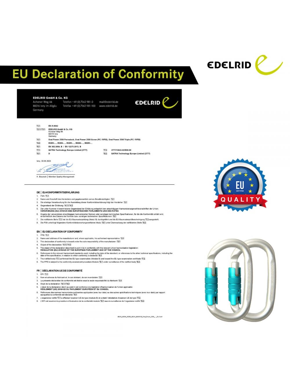 Edelrid Oval Power 2500 Triple Carabiner