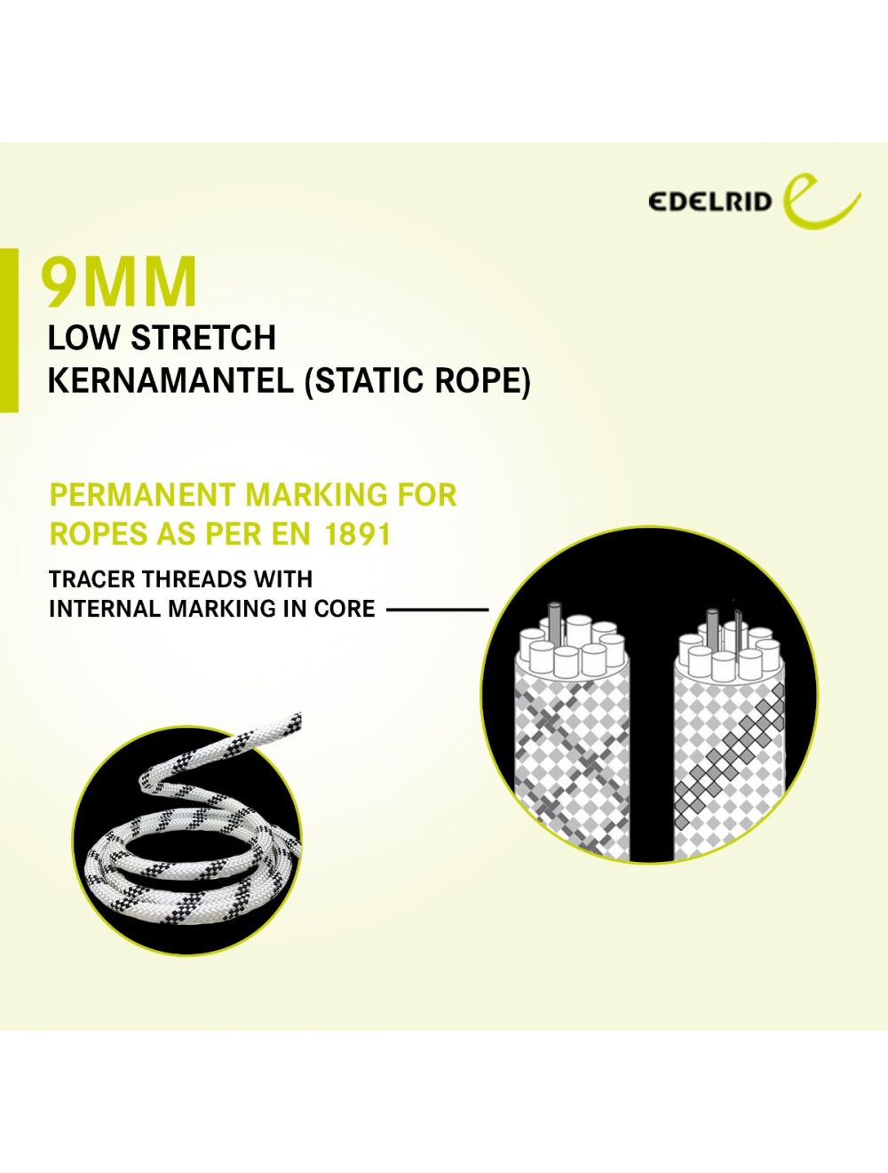 Edelrid Performance Static 9 mm 100 Meter Kernmantle Rope