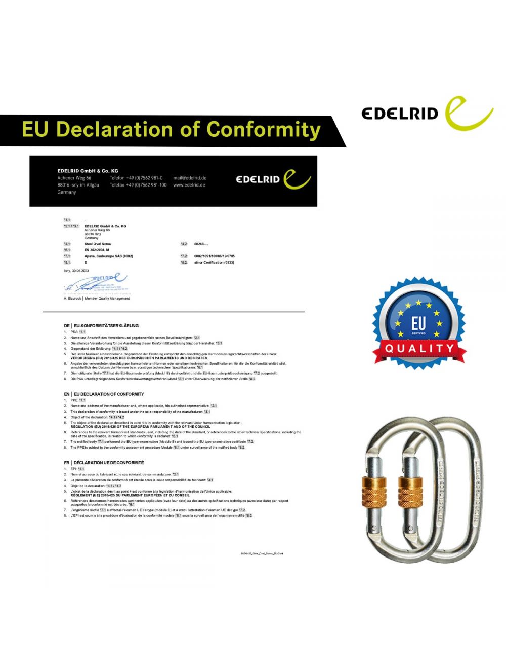 Edelrid Steel Oval Screw Carabiner