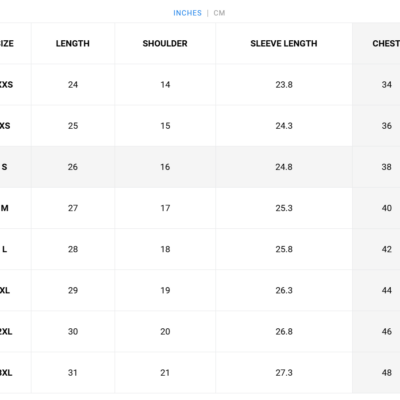 Gokyo Size Chart